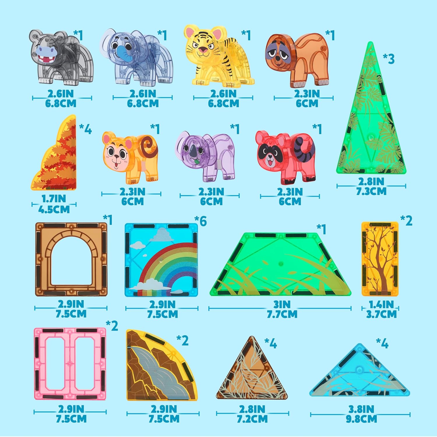 Thumbnail 5 de SYNCFUN Magnetic Building Tiles Jungle Animal Set – 50 Pieces for Kids Aged 3–8