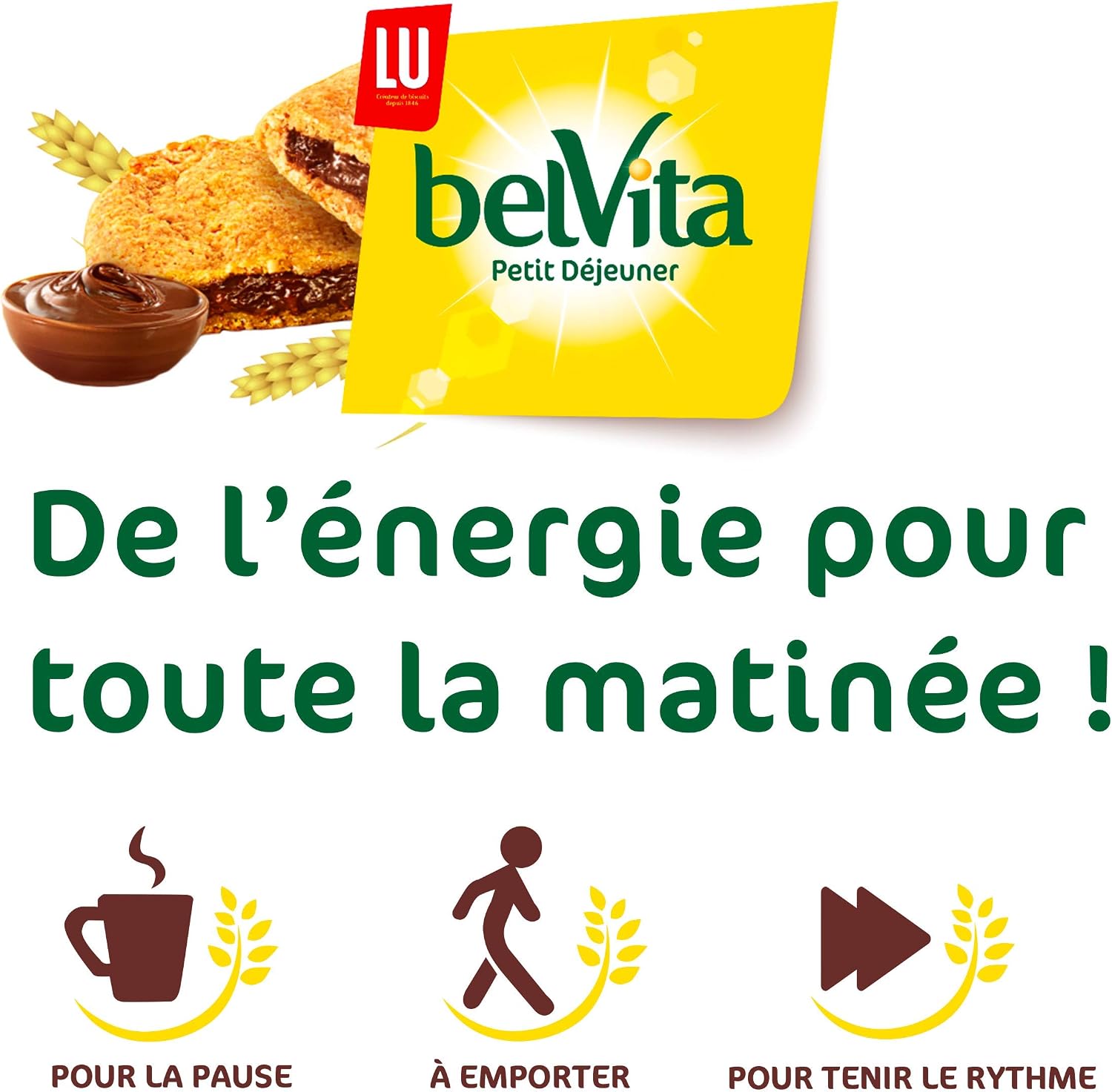 Detalle de LU Belvita Moelleux Petit Déjeuner Cœur Gourmand Chocolat Noisettes – Présentoir 14 sachets de 50 g