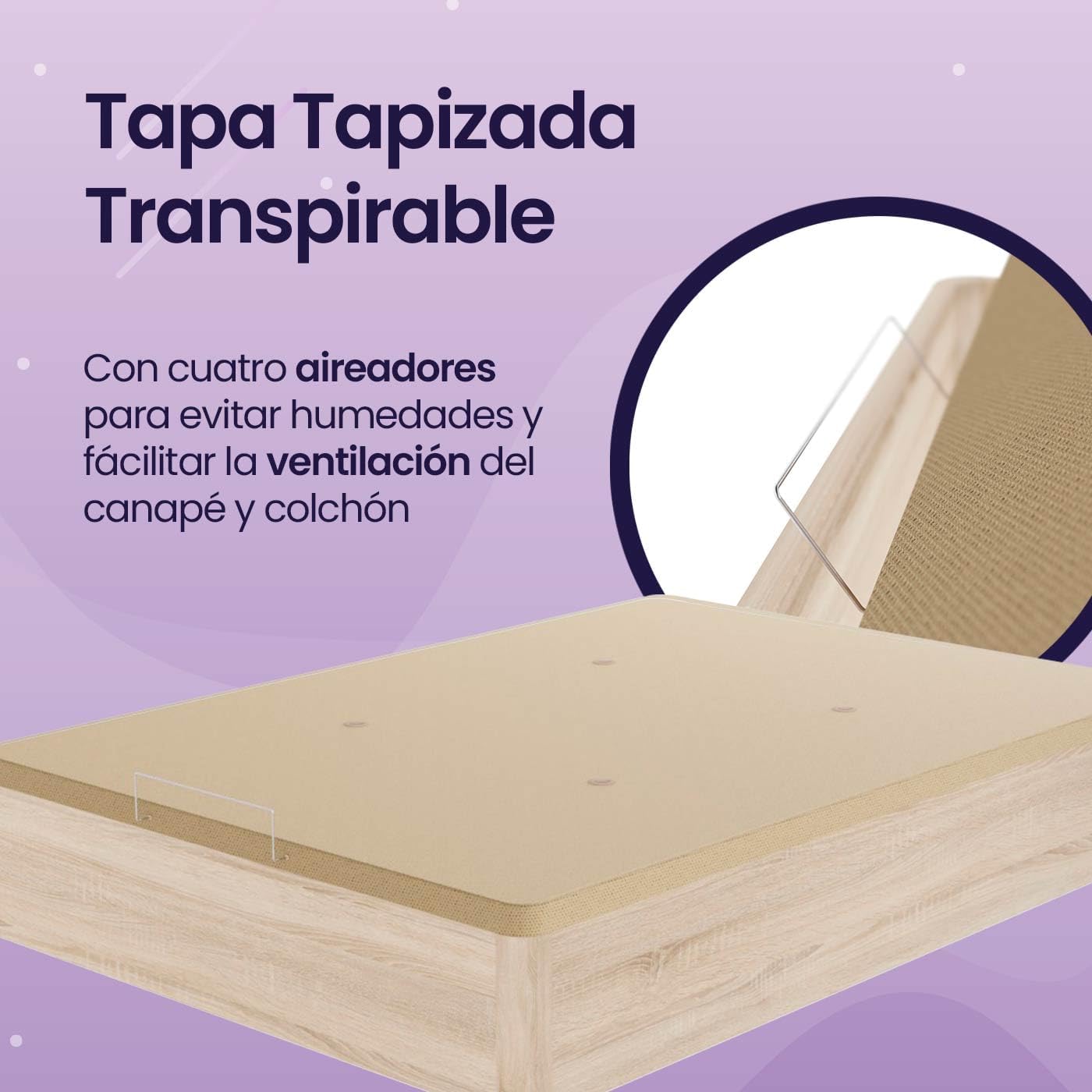Detalle 2 de mattfy Cambria Canapé Abatible de Madera 🛏️ 135x190