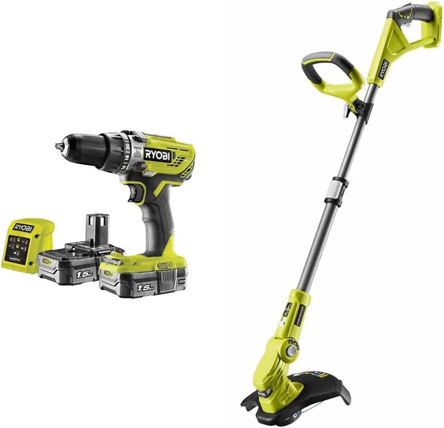 Detalle de Ryobi 18V ONE+ Cordless Combi Drill Starter Kit (Hyper Green) with 2 x 1.5Ah batteries