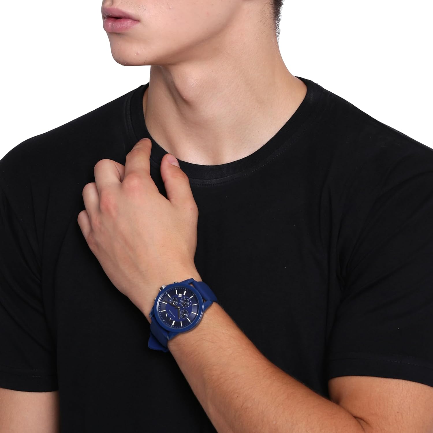 Thumbnail 5 de Armani Exchange Herrenuhr – Quarz-Chronograph, 44 mm Gehäuse mit Silikonarmband (Blau)