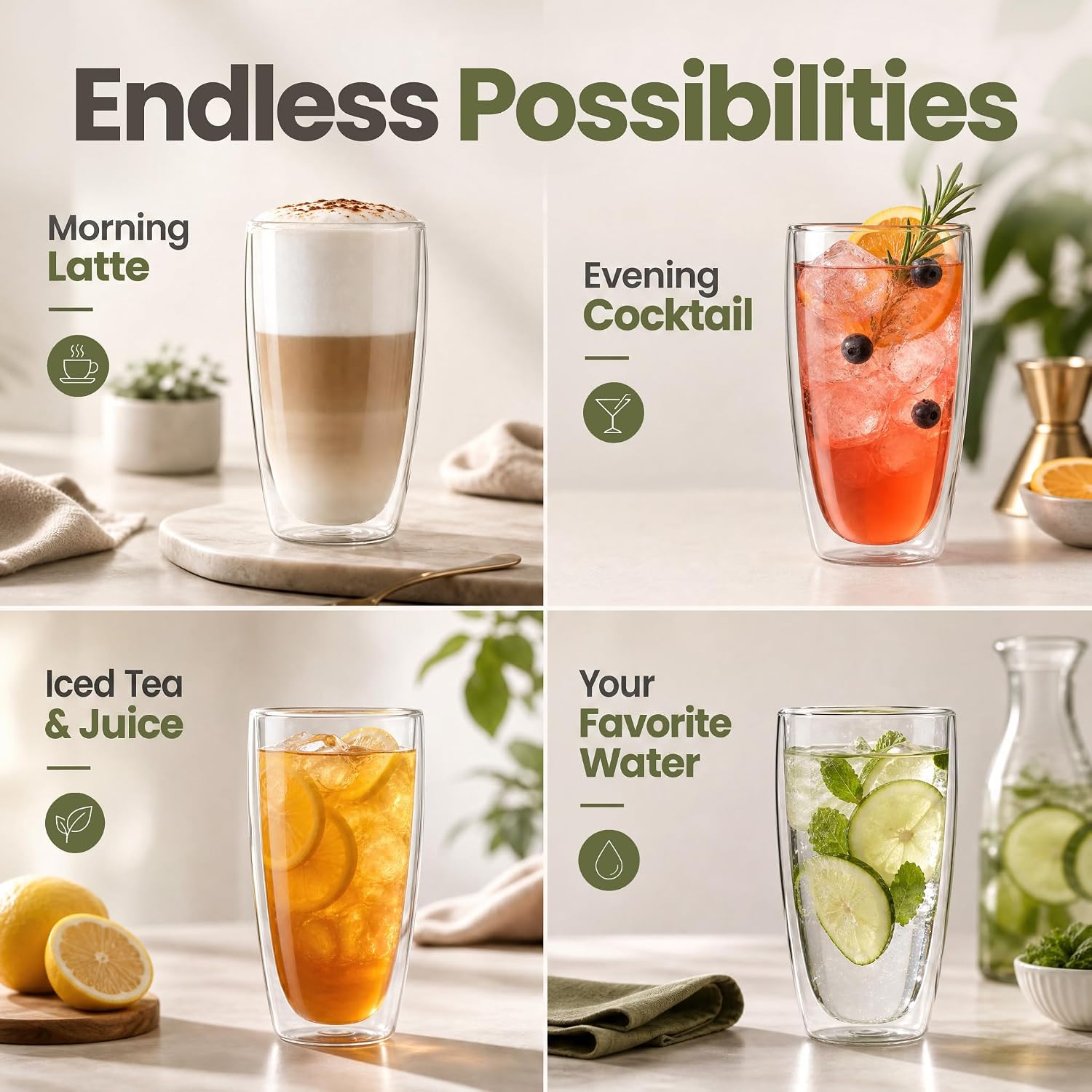 Thumbnail 3 de Dimono Double-Wall Borosilicate Glass Tumbler, 450 ml