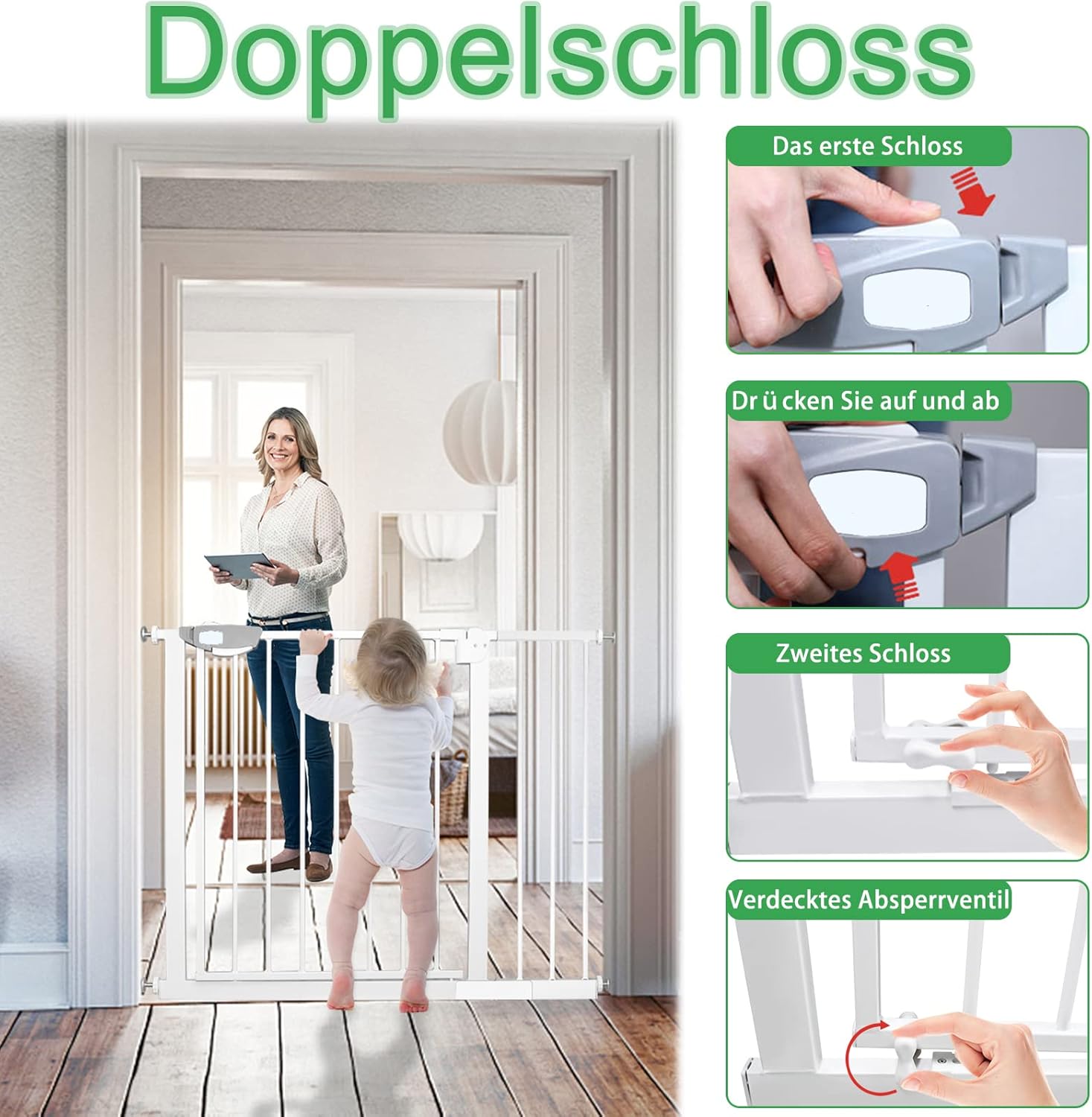 Detalle de Froadp Cancelletto di Sicurezza per Bambini e Animali – Barriera universale 85–95 cm, montaggio senza trapano
