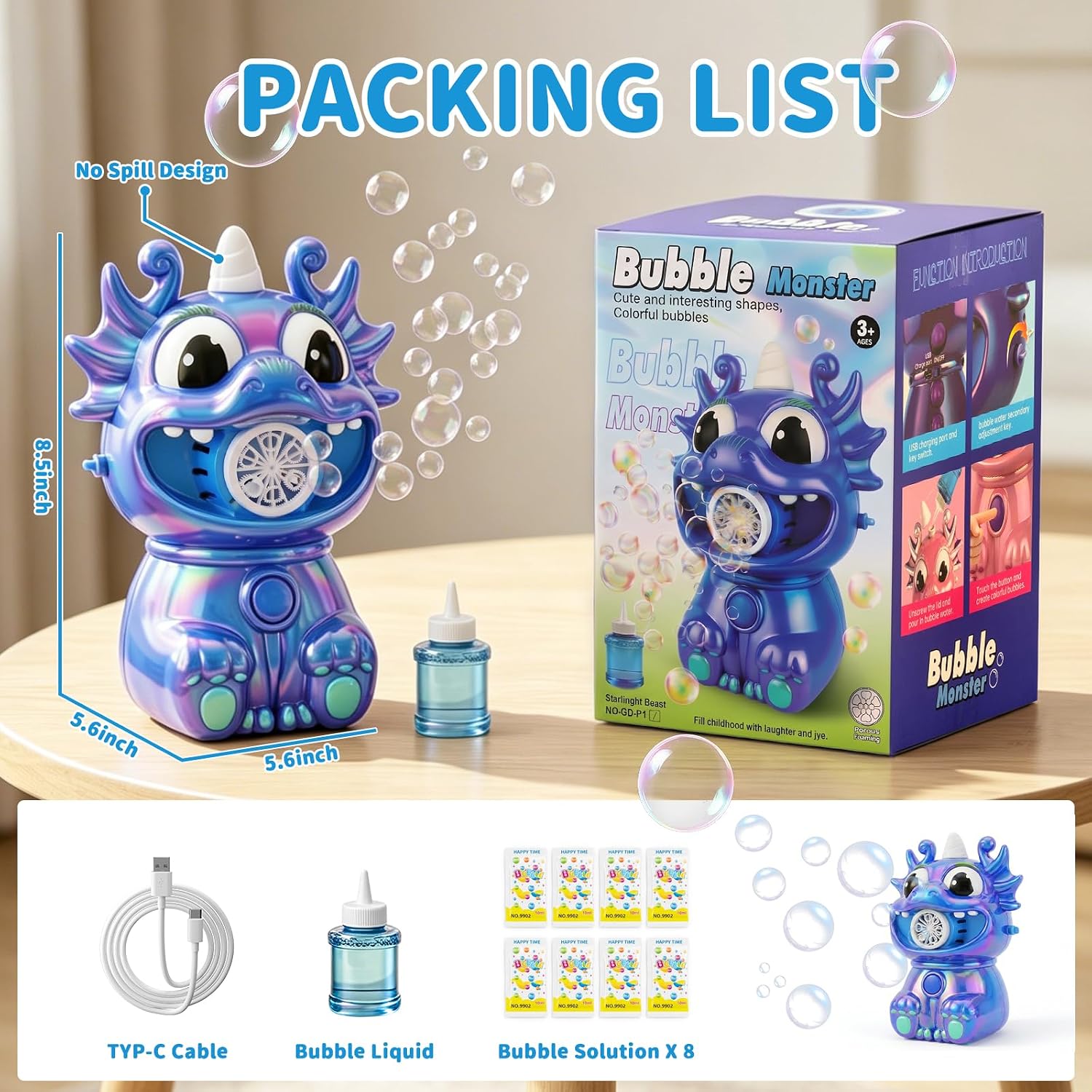 Thumbnail 3 de Bubble Machine for Kids, 8 oz Solution