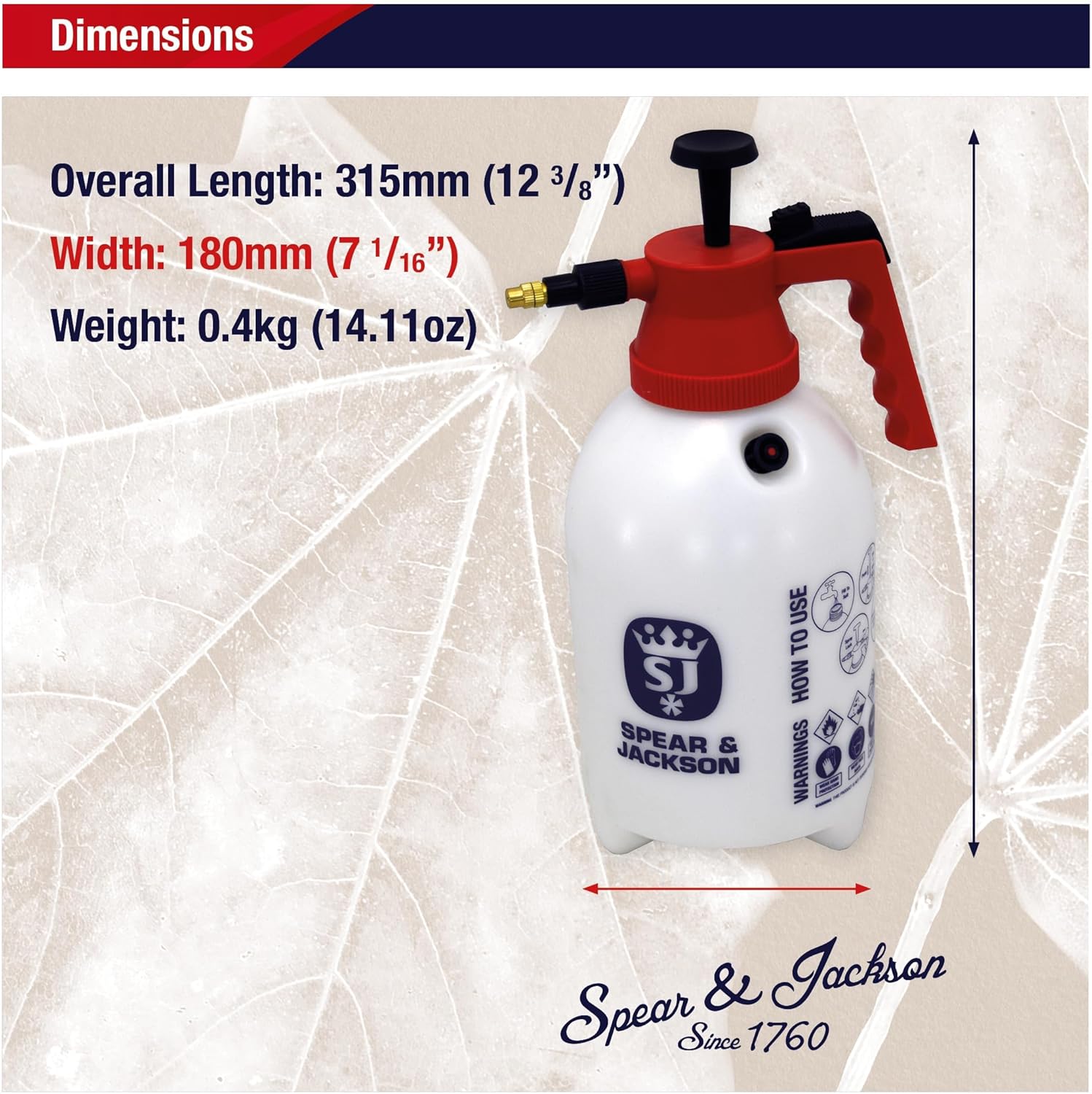 Detalle de Spear & Jackson 2LPAPS 2 Litre Pump Action Pressure Sprayer