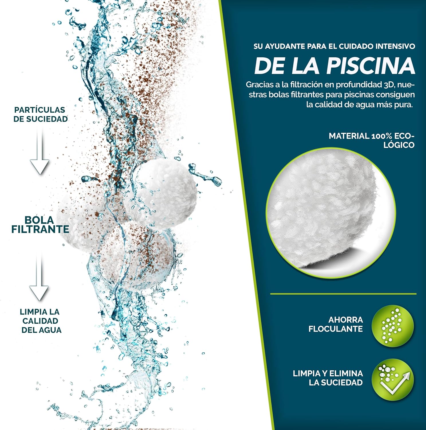 Detalle de tillvex® Bolas de filtro 1400 g para piscina