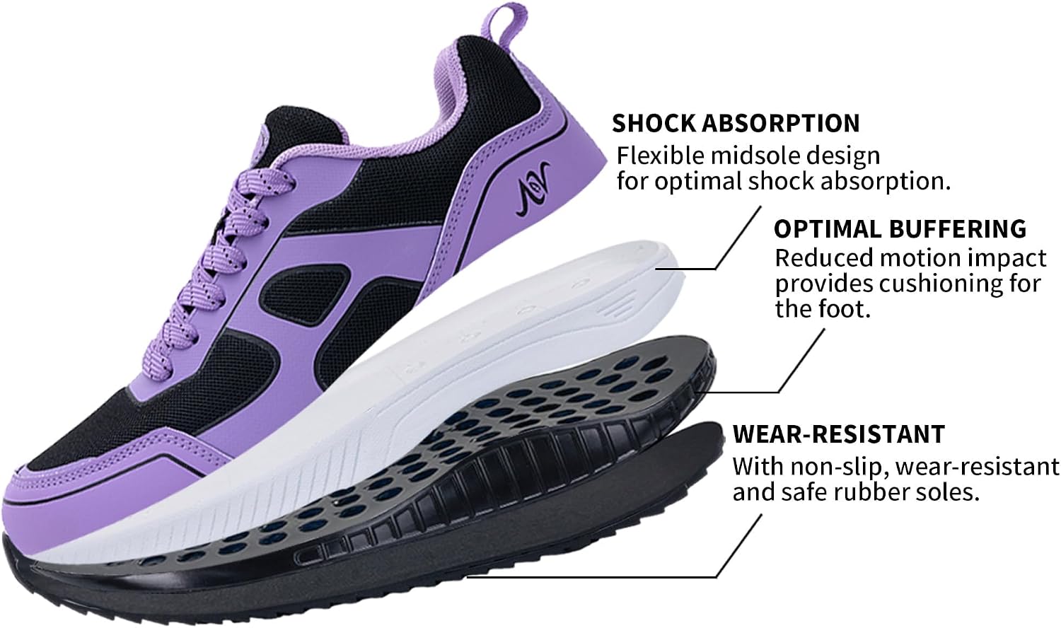 Thumbnail 2 de B BEASUR Women's Walking Shoes with Arch Support — Removable Insole for Plantar Fasciitis (US 5.5–11)