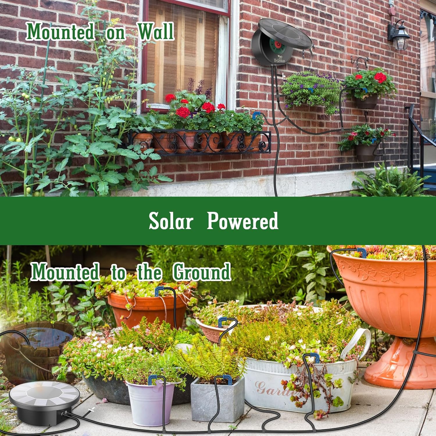 Thumbnail 4 de TRJZWA Solar Irrigation System Kit with 9 Timing Modes and 10 Drippers