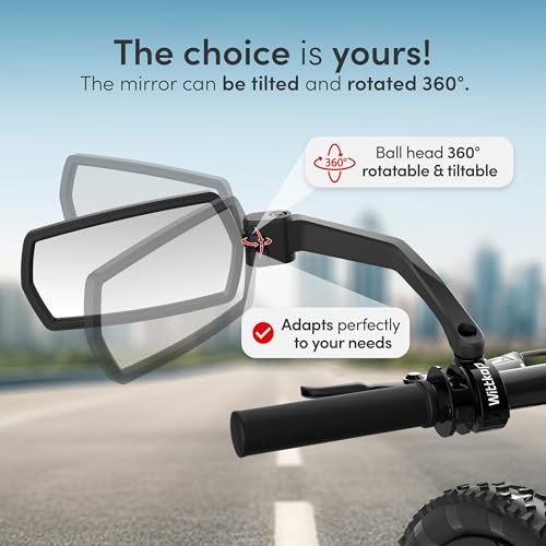 Detalle de Wittkop Specchio per bicicletta – Ampio campo visivo HD, rotabile a 360° e ripiegabile