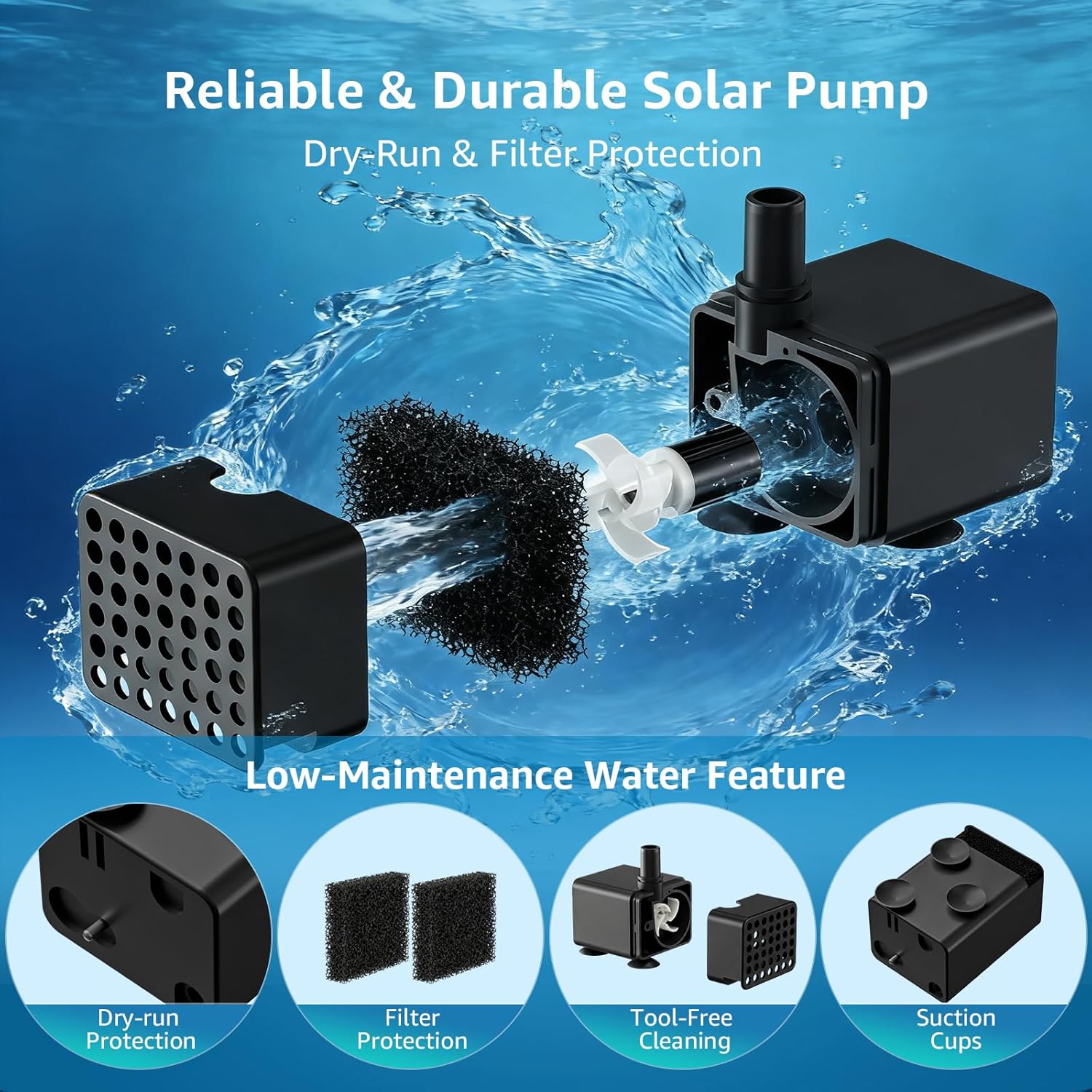 Thumbnail 2 de PONDIA Solar Fountain Pump for Bird Bath