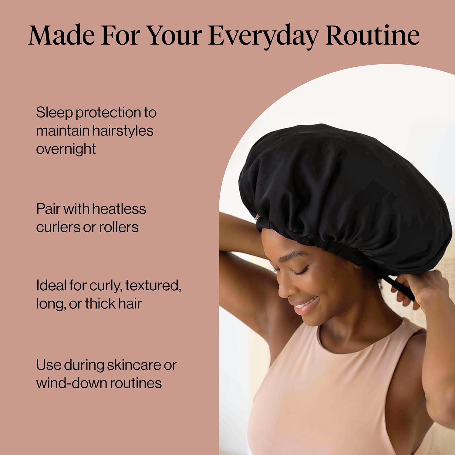Detalle 2 de Kitsch XL Satin Bonnet for Sleeping – Soft, Secure & Luxuriously Gentle for Curly & Textured Hair