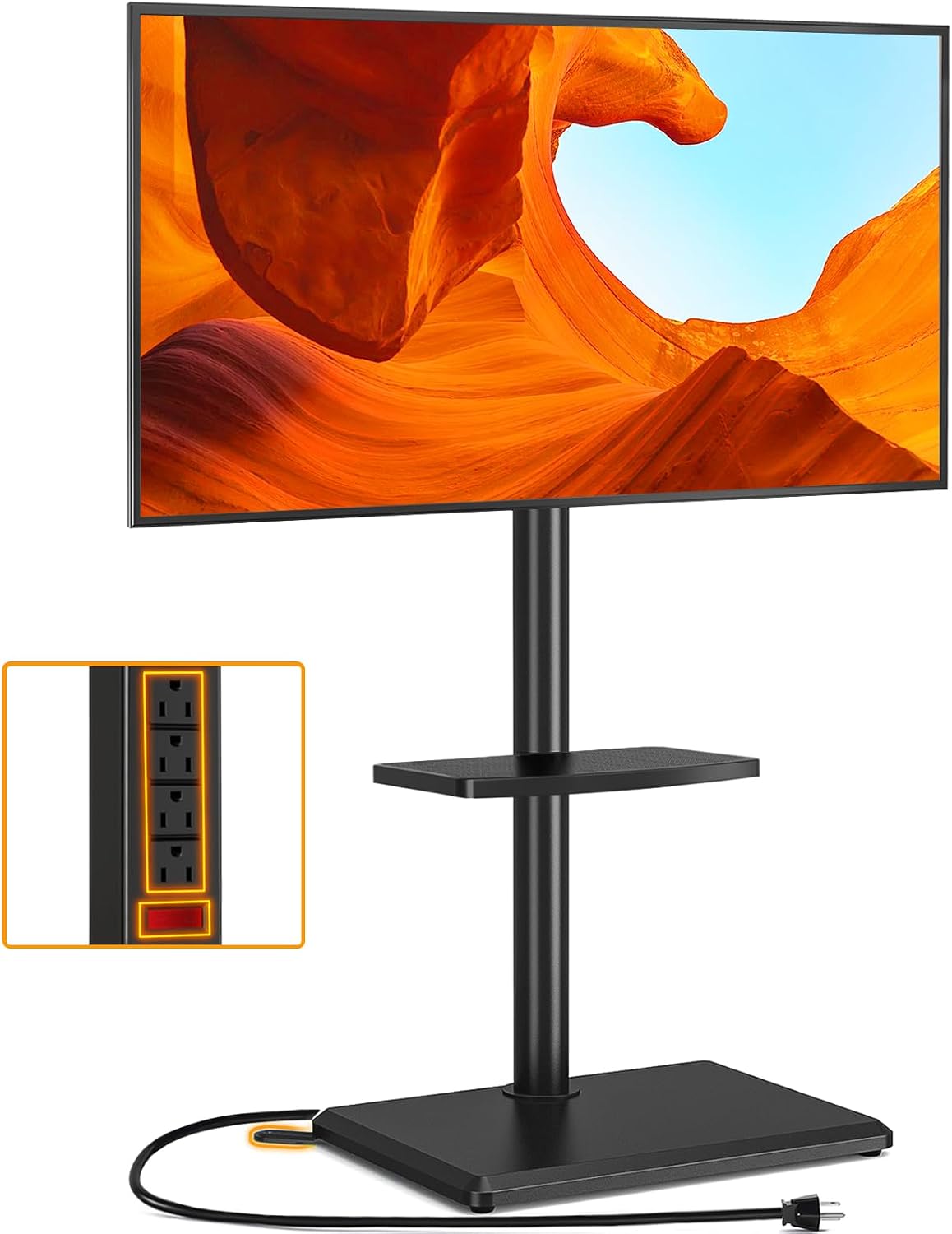 Detalle de TVON Floor TV Stand with Power Outlet for 32-65 inch TVs up to 88 lbs