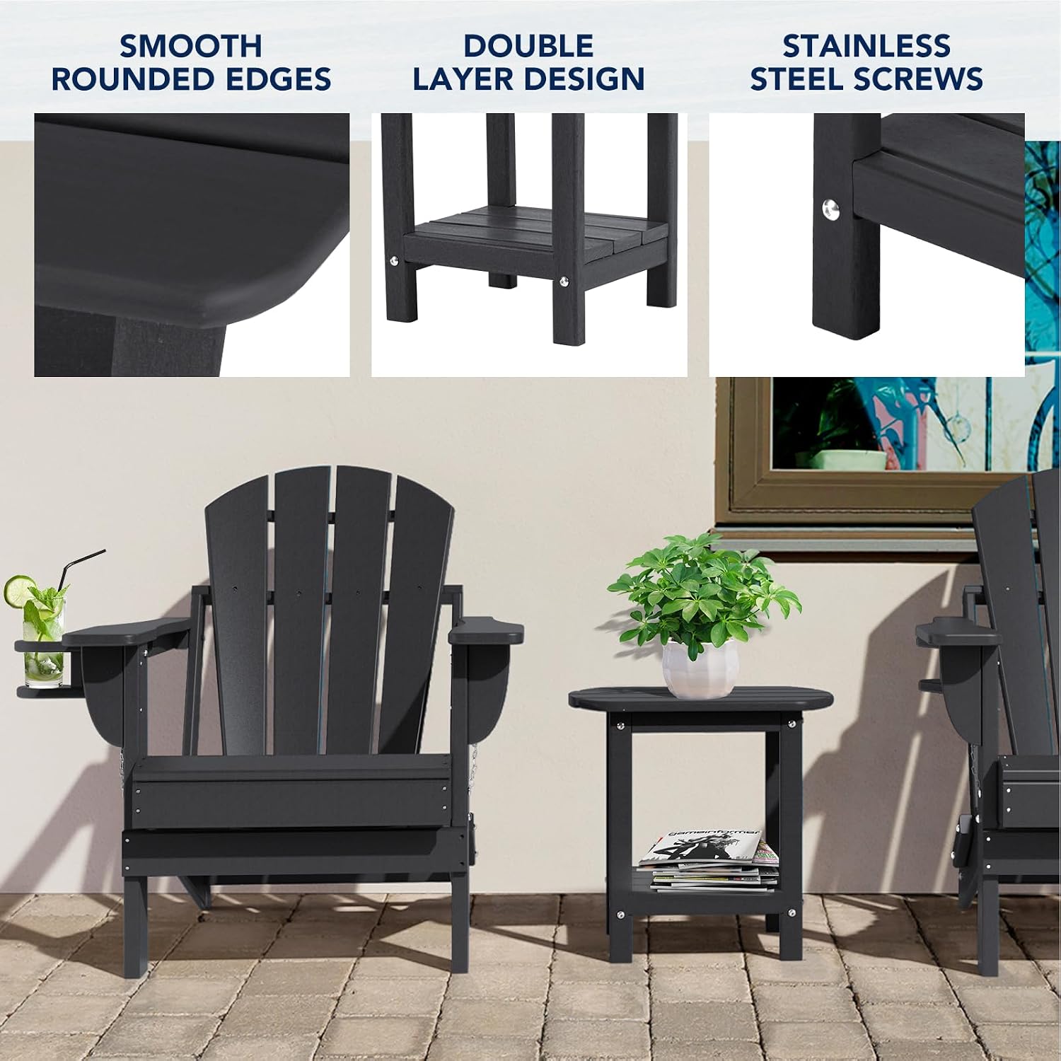 Detalle 2 de NALONE Adirondack Beistelltisch 16,55 Zoll