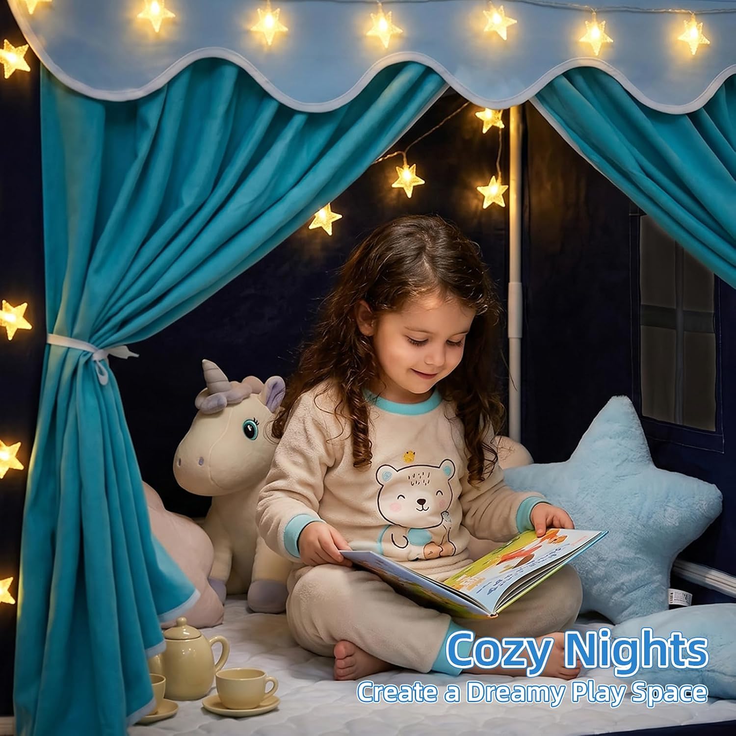 Thumbnail 5 de GeeSound B-HWLT-004 Kids Play Tent with Mat, Blue Polyester Princess Design