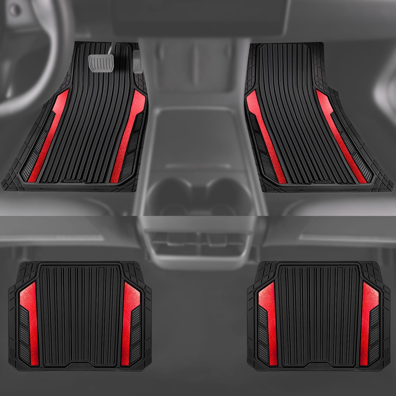 Thumbnail 4 de CAR PASS Heavy Duty Rubber Car Mats 27.2"