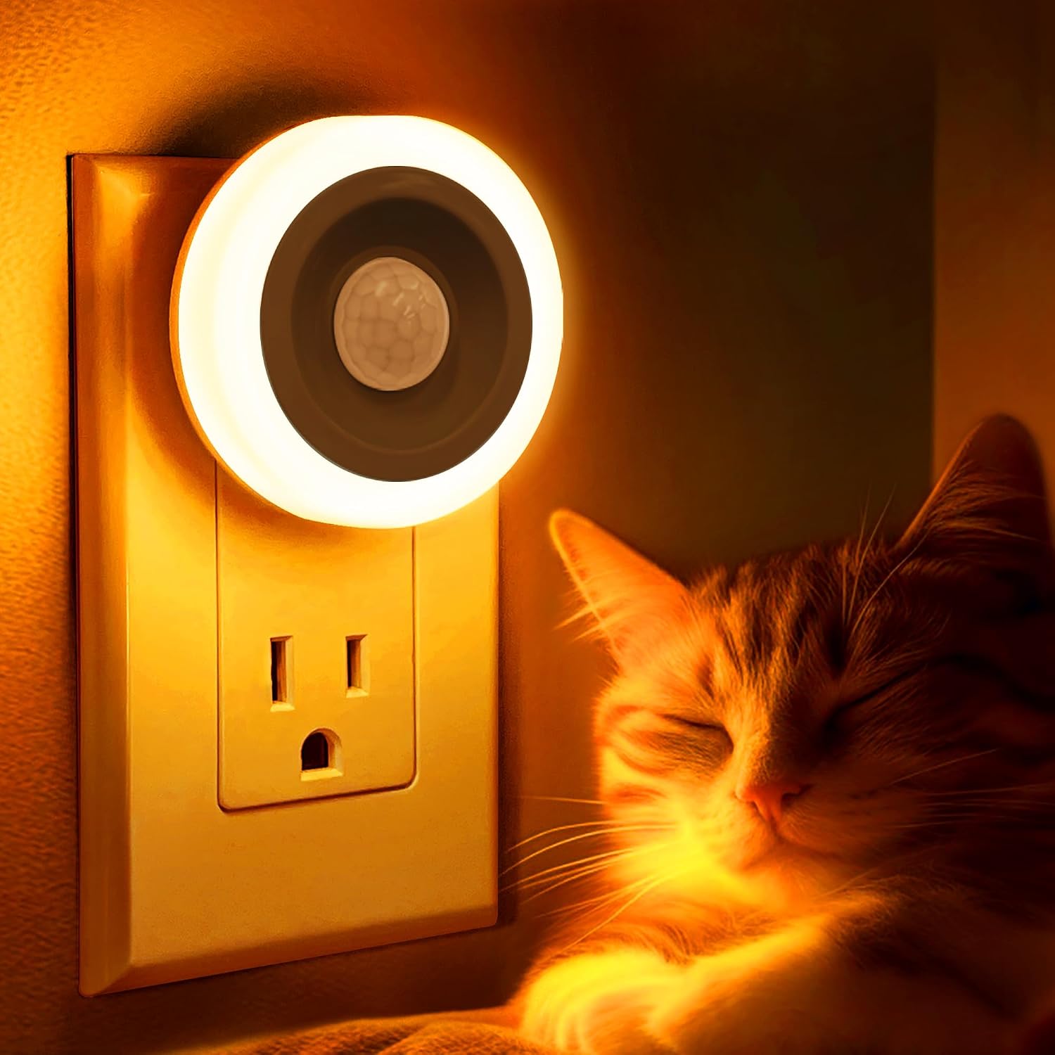 Detalle de Briignite BX002 Motion Sensor Night Lights, 2-Pack Amber 0.6W LED