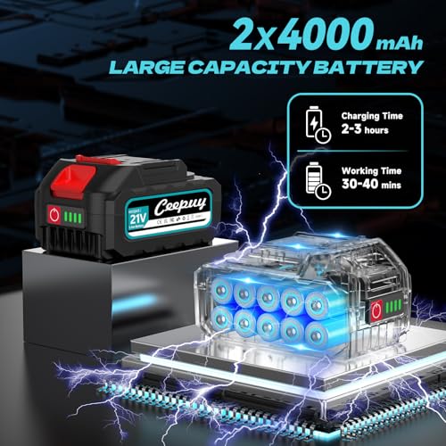 Thumbnail 2 de Mini motosierra a batería CEEPUY de 6 pulgadas (2×4000mAh) con engrase automático