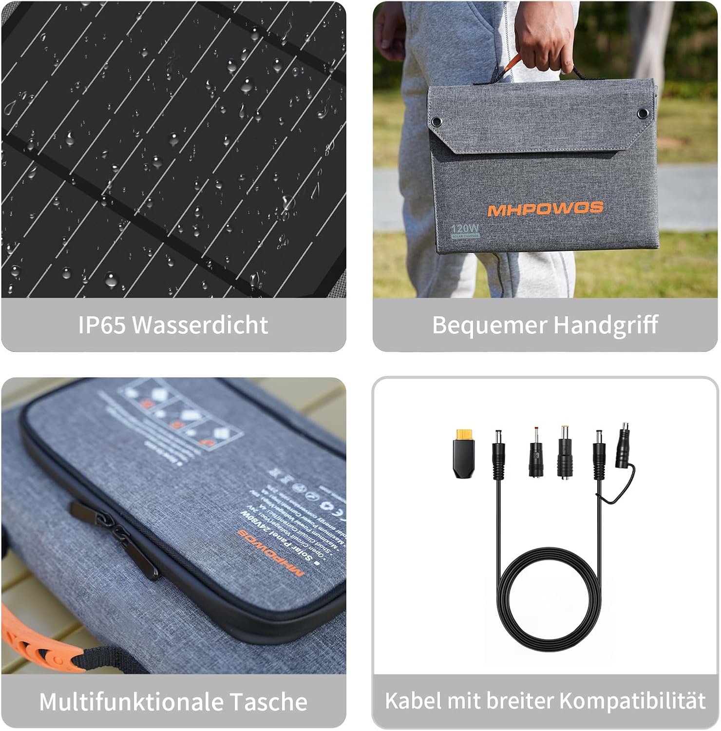 Thumbnail 6 de 120W faltbares Solarpanel mit 19V Solar-Ladegerät: USB-C, USB-A & DC für Power Stations (IP65)
