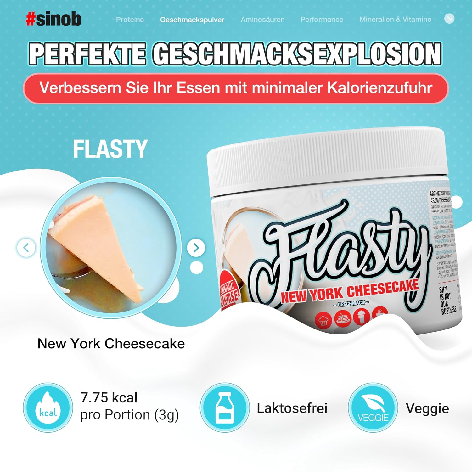 Thumbnail 2 de #sinob Flasty Geschmackspulver New York Cheesecake – 250 g Kalorienarmes Flavour Pulver