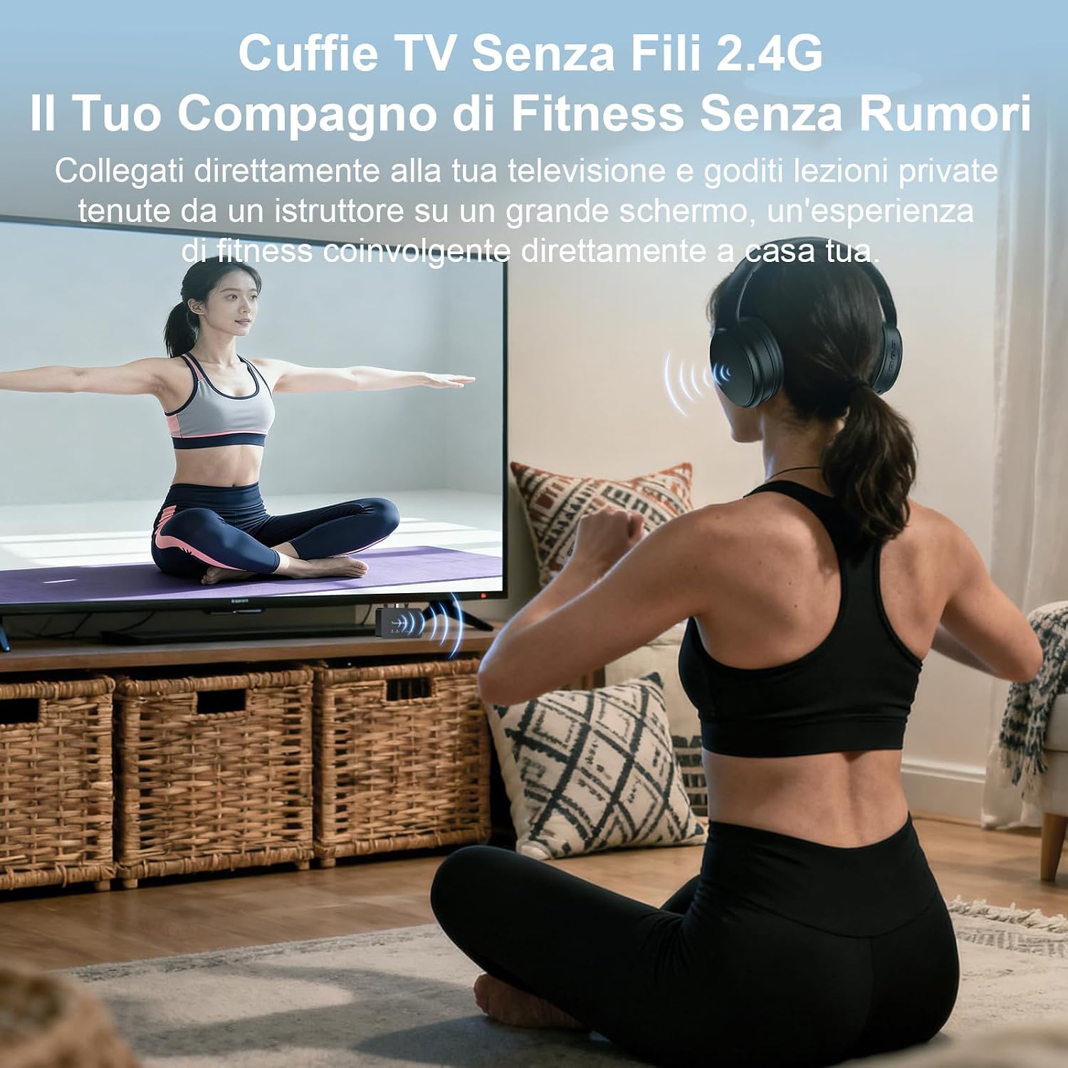 Detalle de RETRADEKING Cuffie senza fili per TV con trasmettitore 2.4G/BT 5.4 e 40 mm driver