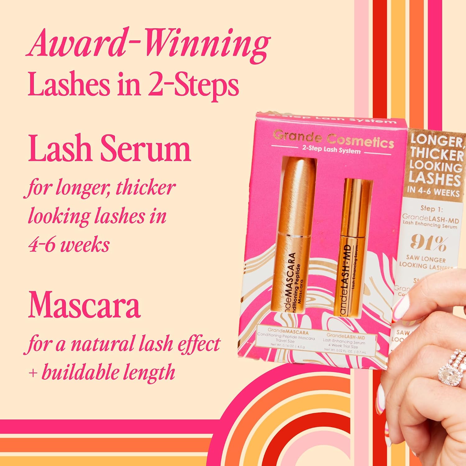 Detalle 2 de Grande Cosmetics Lash & Brow Care System, Multi-Step Enhancing Set