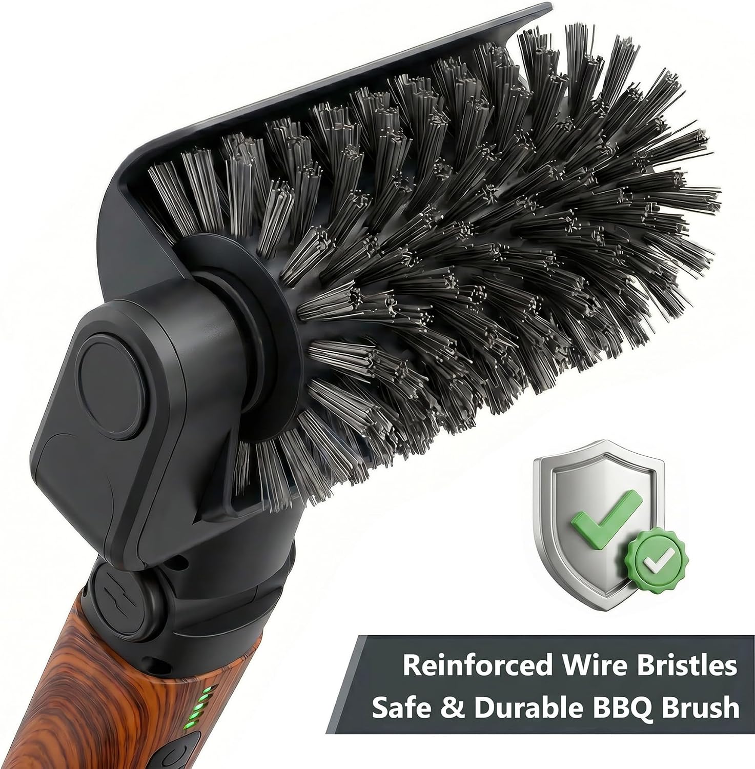 Detalle de Set de brosse de barbecue électrique 3 en 1 (Revêtement en bois rouge) sans fil - QBBQAAQTT