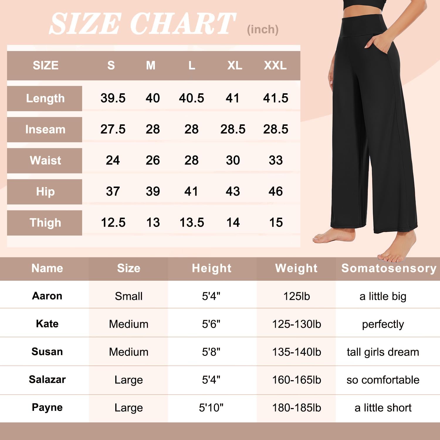 Detalle de we fleece Women's Wide Leg Pants with Pockets, High Waist and Loose Fit