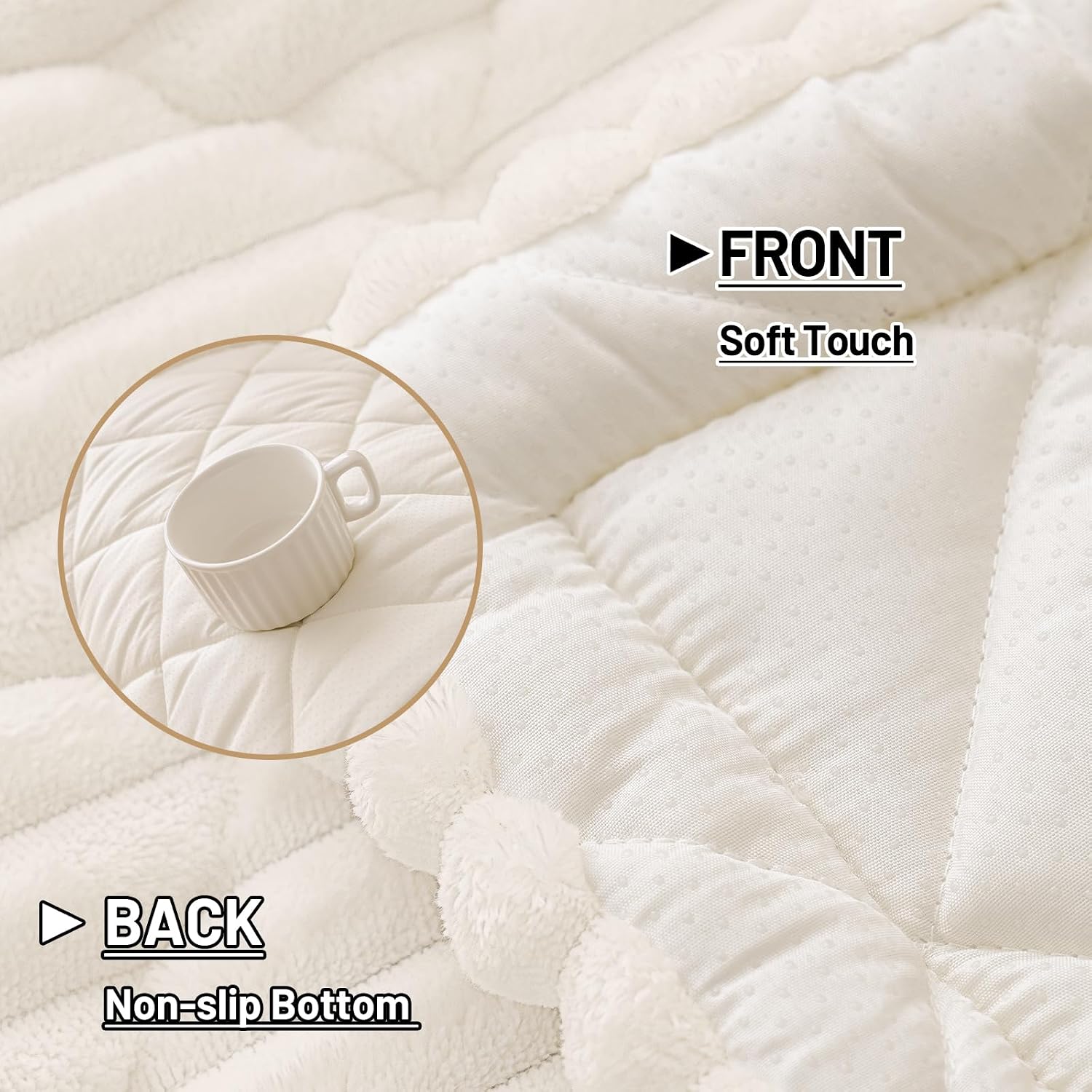 Detalle de Smiry Pet Couch Covers for Dogs – Washable, Non-Slip Fuzzy Sofa Cover (White, 27.6" x 59")