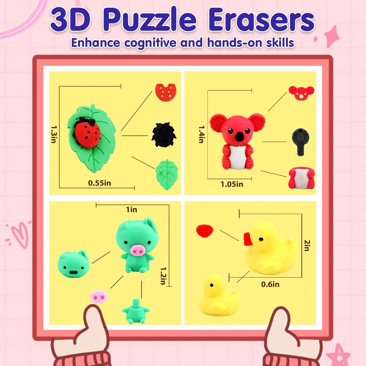 Thumbnail 5 de URSKYTOUS 34-Piece Animal Erasers bulk pack 🧸