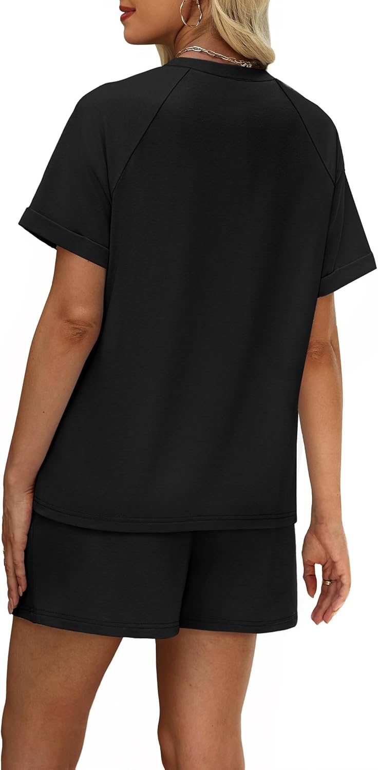 Thumbnail 4 de WIHOLL Two-Piece Short Set for Women — Casual Short Sleeve Crew Neck Lounge Matching Set
