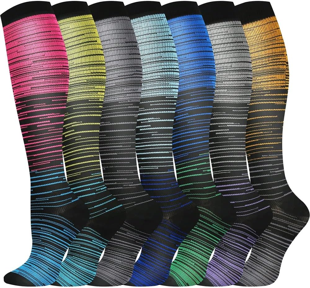 Detalle de Pnosnesy 15-20 mmHg Compression Socks (7 Pairs) for Men and Women