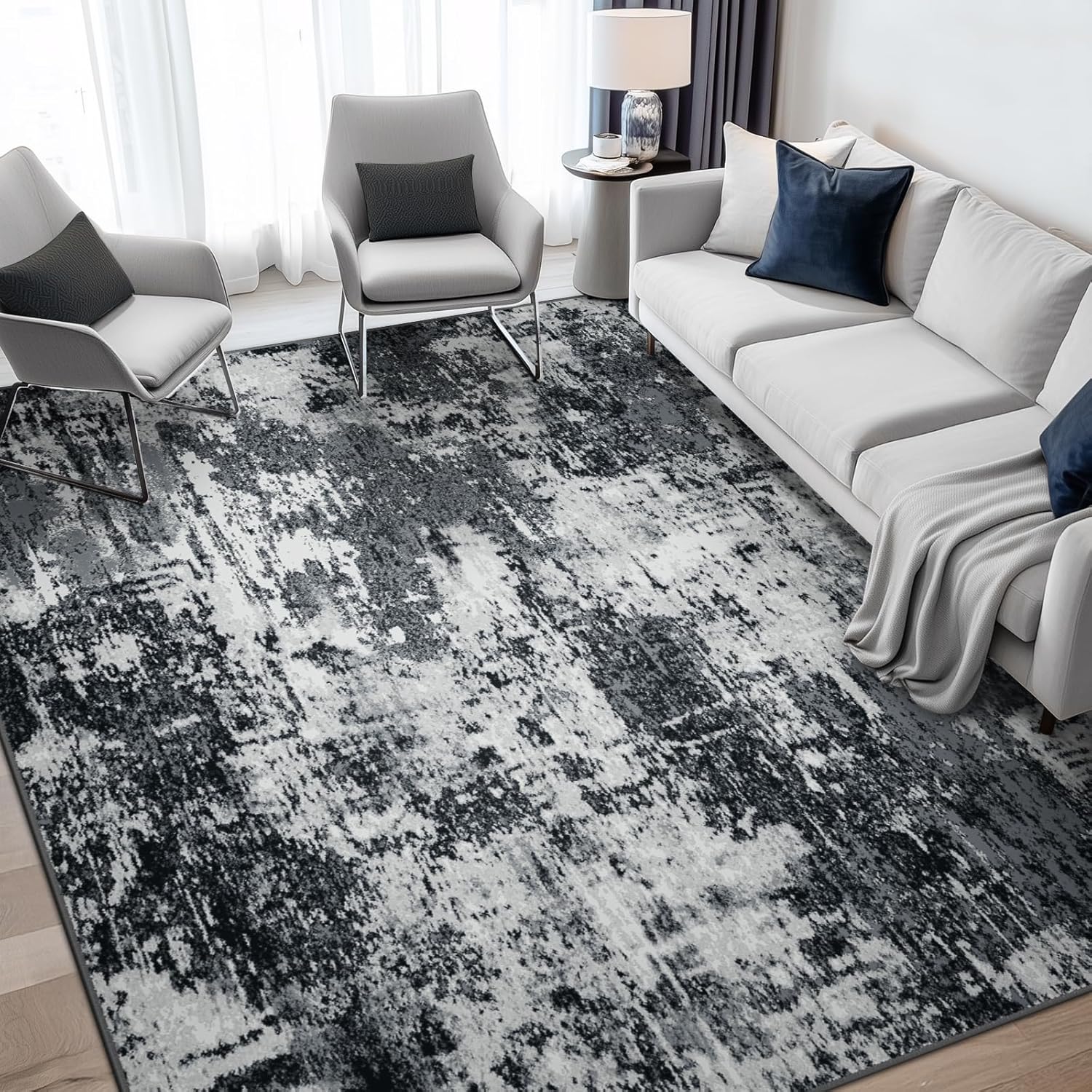 Thumbnail 1 de RELEANY Washable Area Rug 5'x7': Non-Slip Modern Abstract Comfort for Busy Homes
