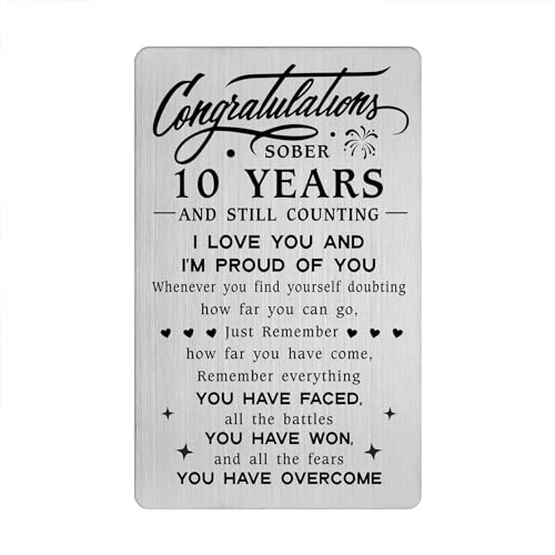 Detalle de Tangvo 10 Year Sobriety Wallet Card – Sober Anniversary Gift for Him or Her