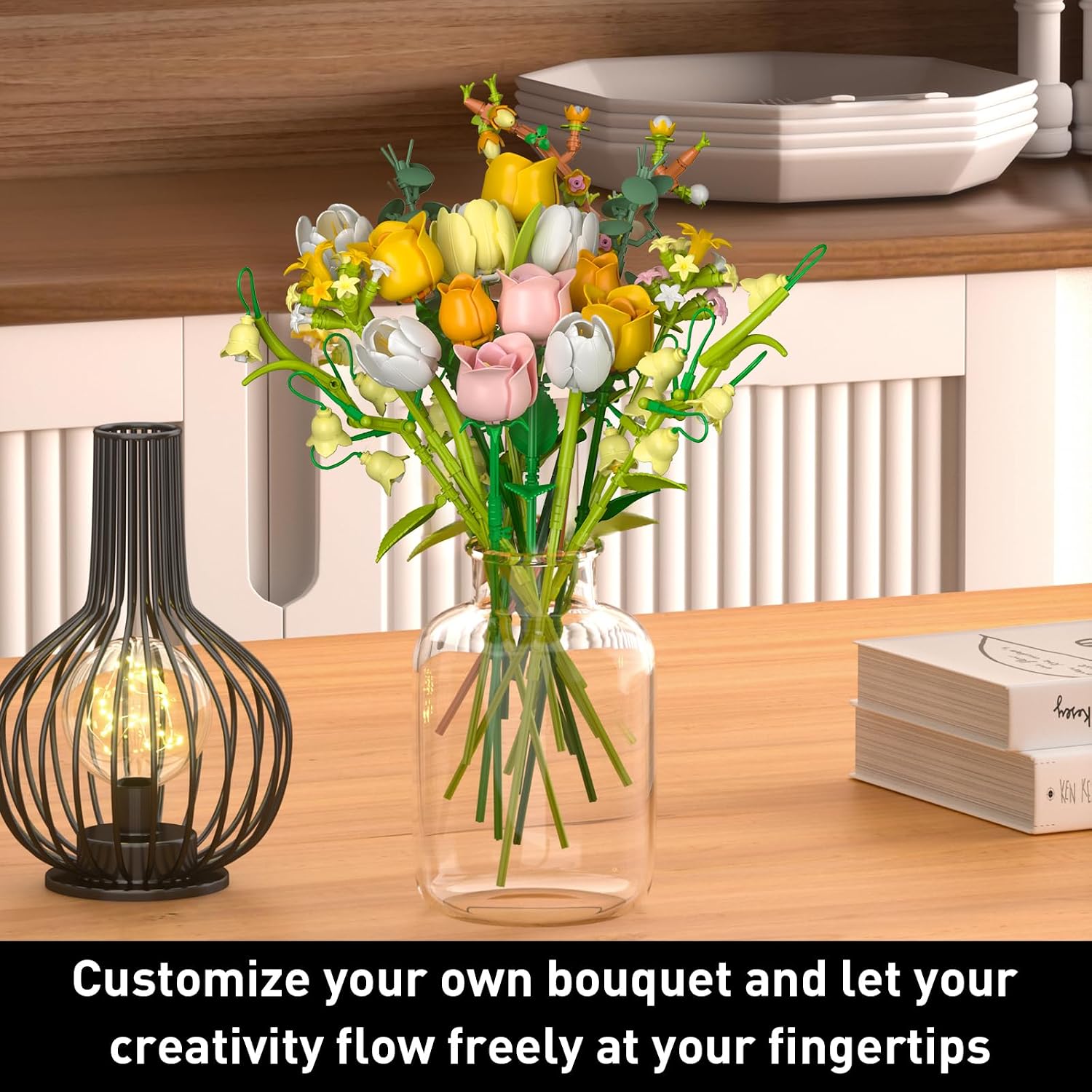 Thumbnail 6 de Tulip Rose Flowers Bouquet Building Set with Adjustable Stems and Petals