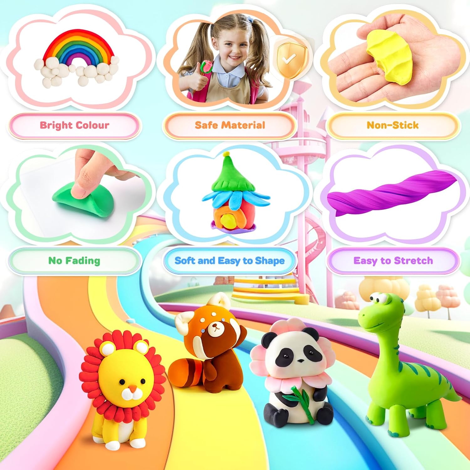 Detalle de TicKiddos 36-colour air dry clay set, 72 bags 🎨