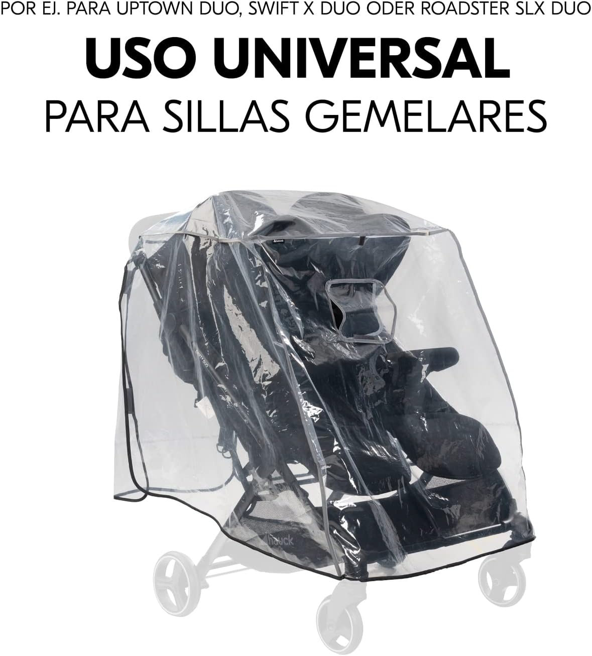 Thumbnail 6 de hauck Plastico Lluvia Universal Carro Gemelar protector transparente con borde reflectante