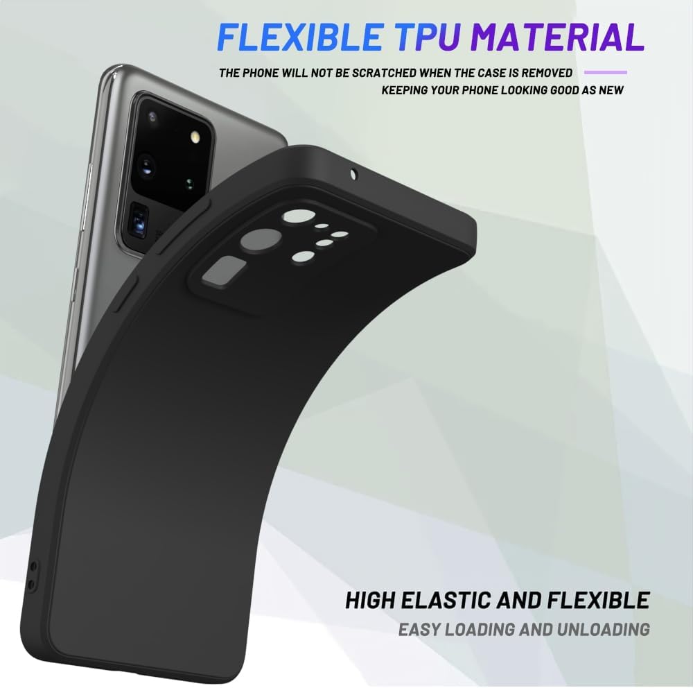 Detalle de WOGROO Samsung Galaxy S20 Ultra Case, Black Slim TPU Cover with Camera Protection