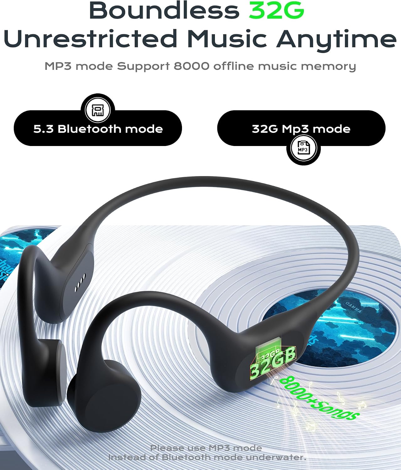 Detalle 2 de DEMICEA Open-Ear Bone Conduction Headphones 32GB