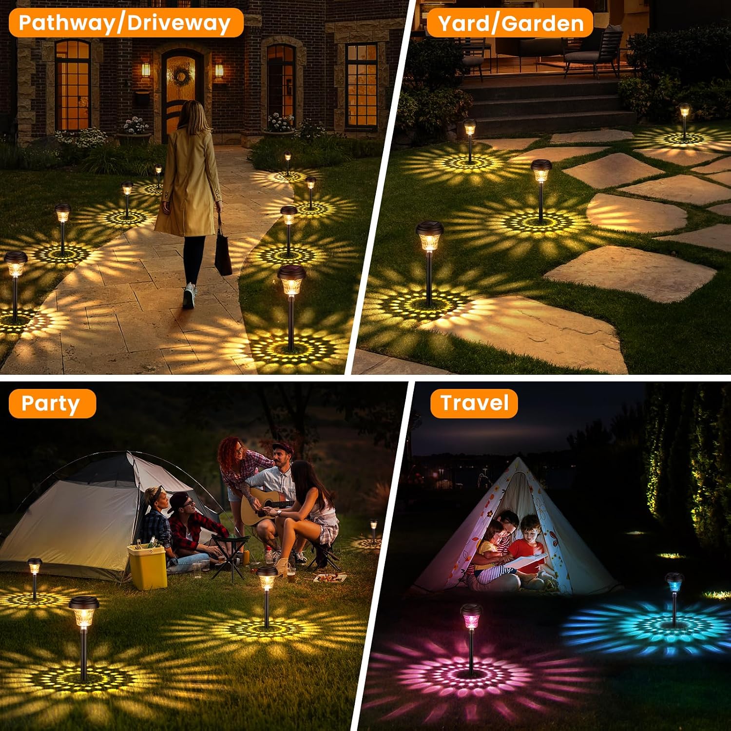 Detalle de FOMYHEARD Luci da Esterno Giardino Solari 8 Pezzi – Illuminazione LED, 8 pezzi, RGB e calda