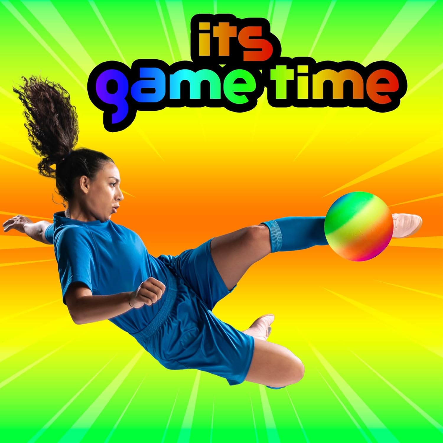 Thumbnail 5 de PlayBolt Rainbow Playground Ball (8.5-inch) – Rubber Bouncy Inflatable Ball for Kids & Adults, Indoor/Outdoor Games