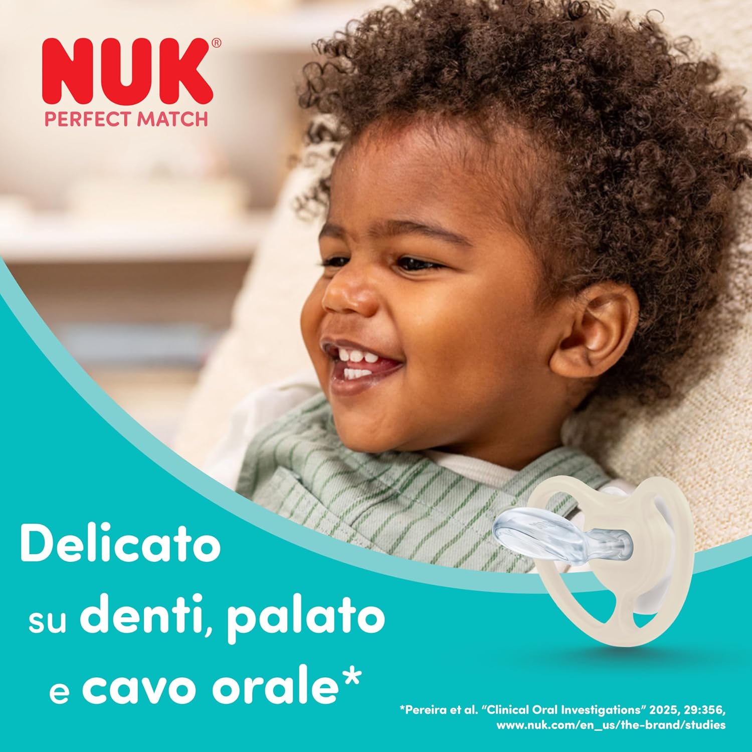 Detalle de NUK Perfect Match Air Day & Night: Succhietto ortodontico luminescente per 18–36 mesi, confezione da 4