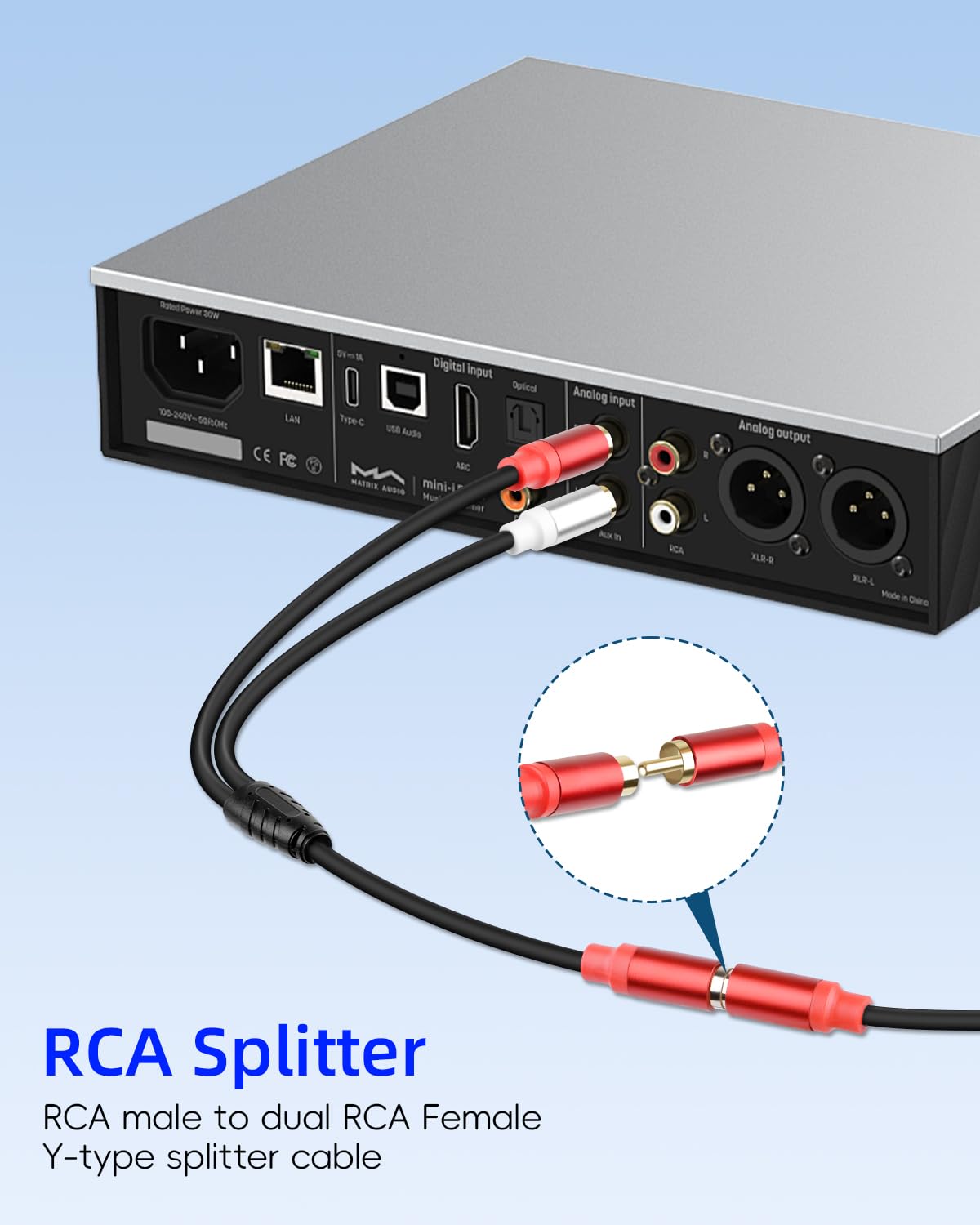 Thumbnail 2 de 2Pack RCA Splitter GELRHONR (1 Male to 2 Female) – Phono Y Adapter Cable for Subwoofers, Home Cinema & Speakers