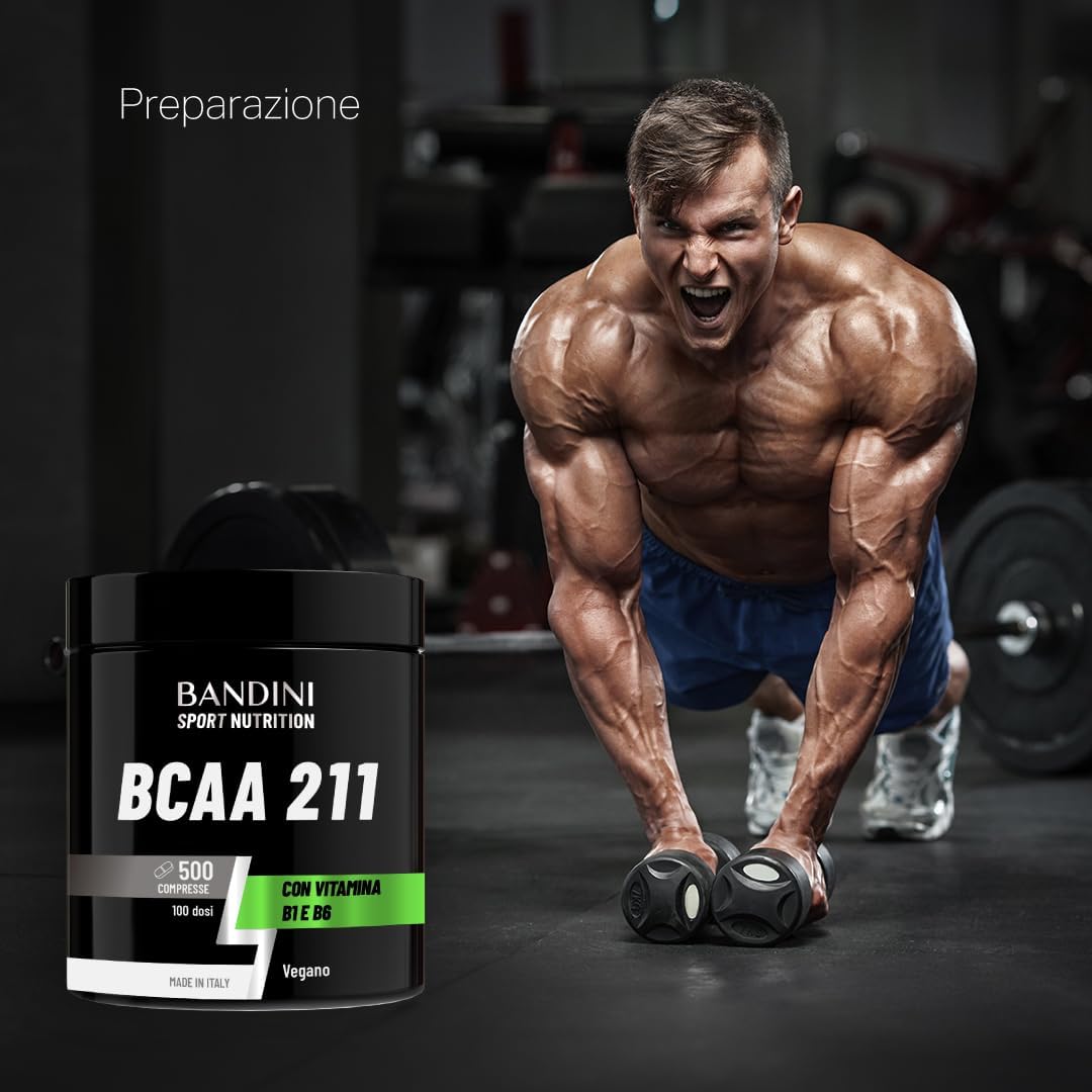 Thumbnail 6 de Bandini AMINOACIDI RAMIFICATI BCAA 211 con Vitamina B1 e B6 — 500 Compresse da 1050 mg per Recupero Muscolare (2:1:1) vegan