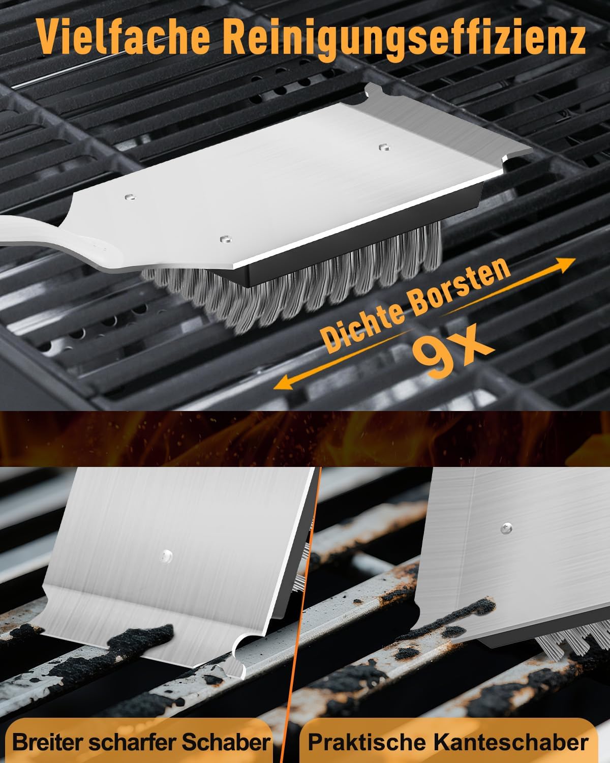 Thumbnail 3 de Grillbürste Edelstahl mit Schaber – extra langer, wärmeisolierter Griff (31,5 cm)