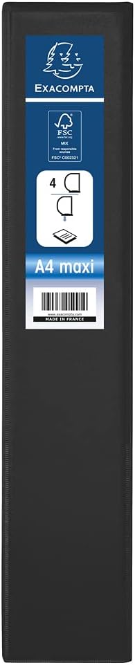 Detalle de Exacompta 51843NE Classeur opaque rigide 4 anneaux D 40 mm, 32 x 28,5 cm, noir