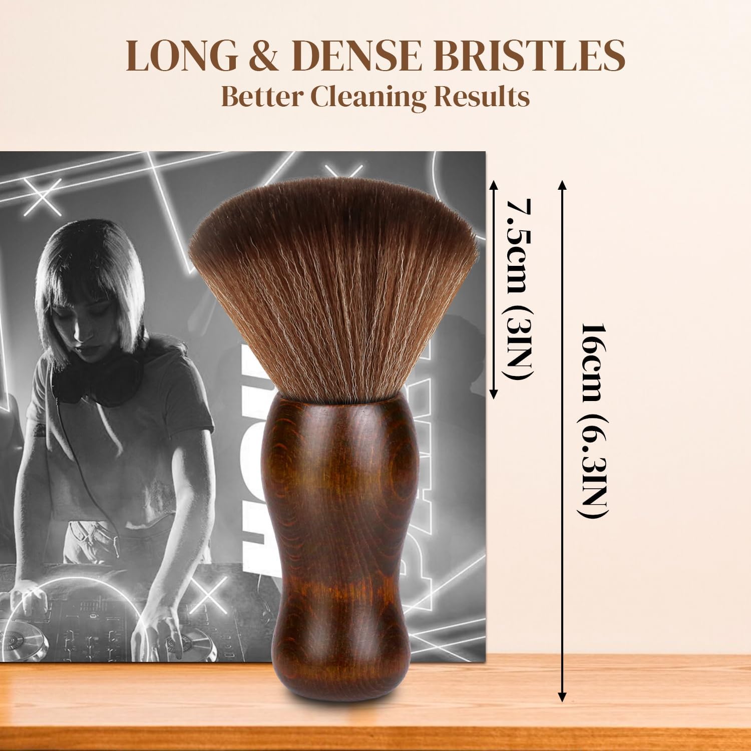 Detalle de XQ XIAO QIAO Vinyl Record Cleaning Brush – Anti-Static Dust Cleaner with Camphor Wood Handle