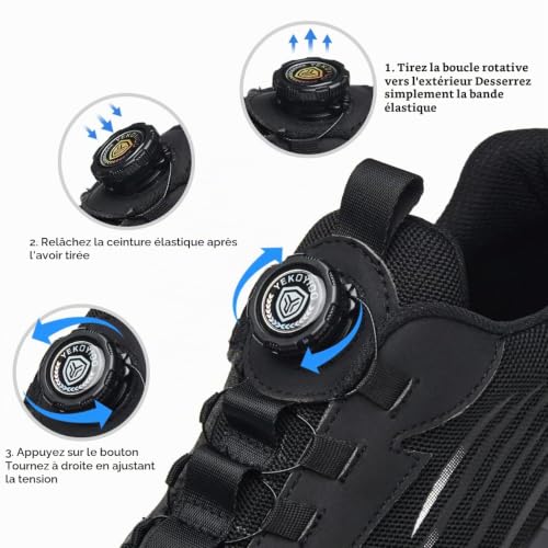 Detalle de YEKOYIOO Chaussures de Sécurité Basket - Hommes et Femmes, Noir, 43 EU