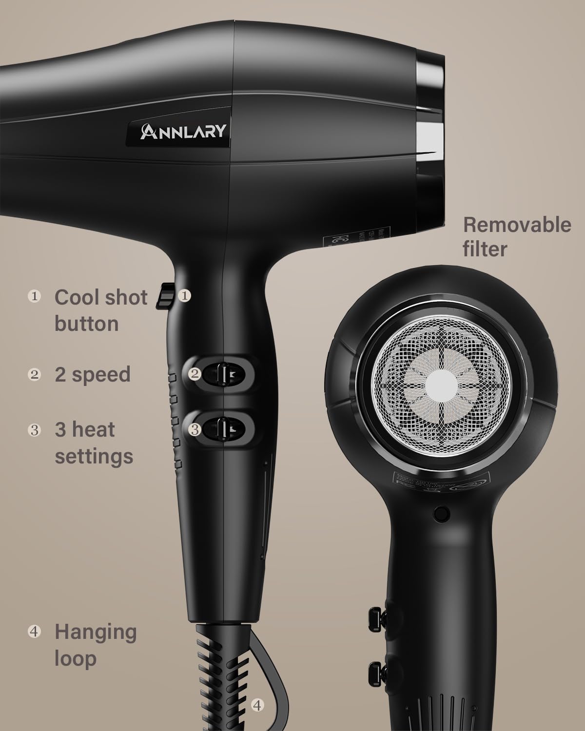 Thumbnail 6 de ANNLARY Ionic Hair Dryer with Diffuser – 1875W for fast, healthy styling