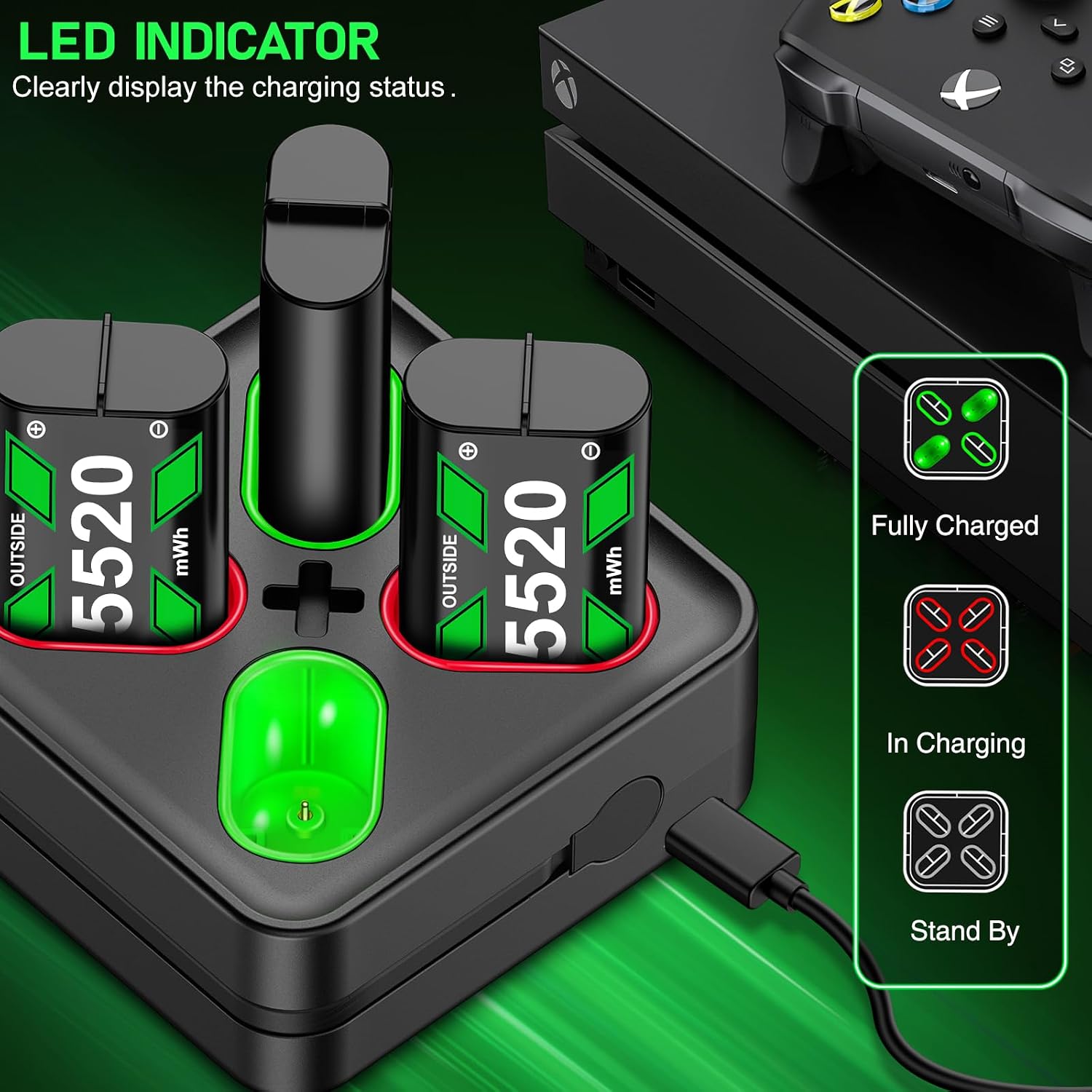 Detalle de HASACOOL Controller Battery Pack 5520 mWh for Xbox controllers