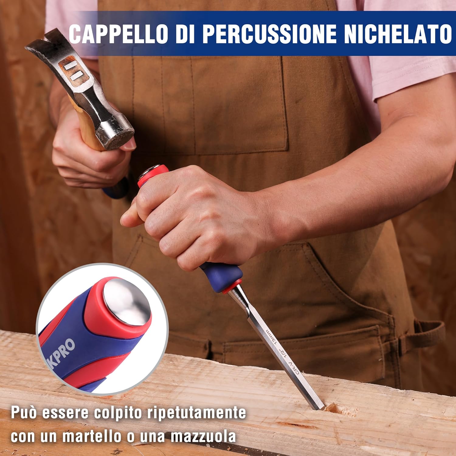 Thumbnail 4 de WORKPRO Set scalpelli per legno professionale da 10 pezzi con custodia (6 scalpelli 6/13/19/25/32/38 mm, affilatura inclusa)